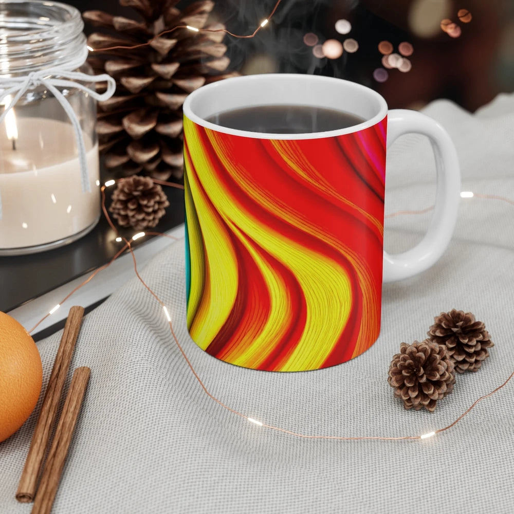 Chromatic Flow Collection Vibrant Rainbow Swirl Mug 11oz