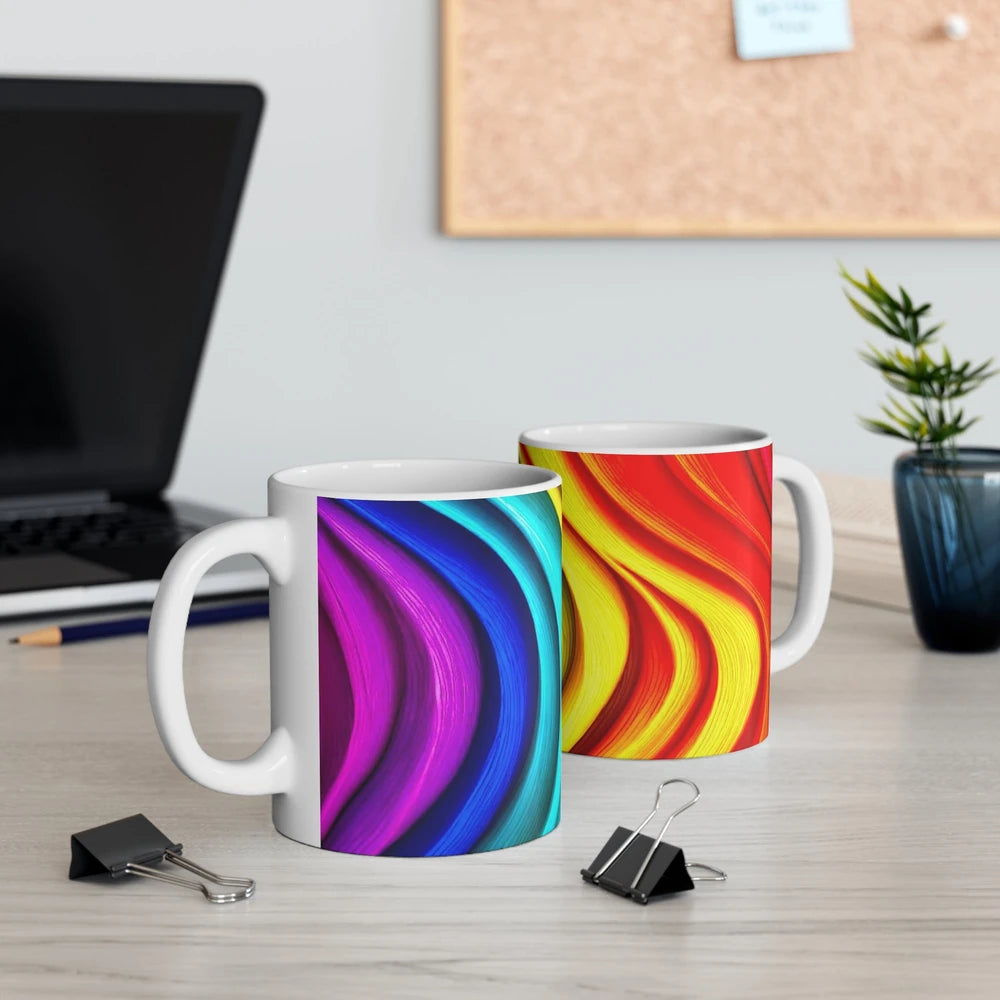 Chromatic Flow Collection Vibrant Rainbow Swirl Mug 11oz