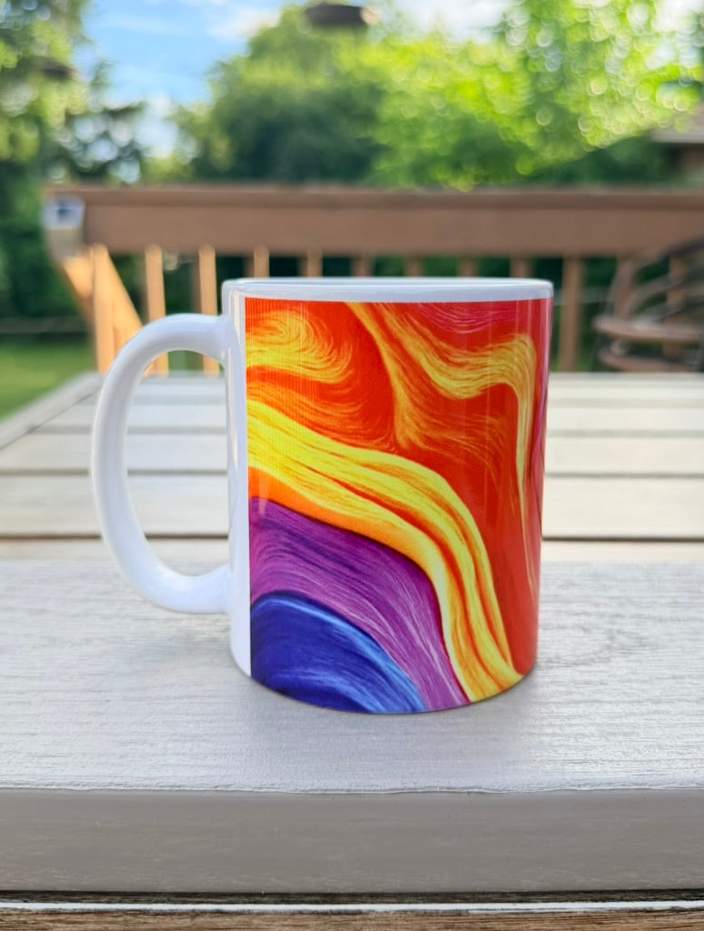 Chromatic Flow Collection  — Vibrant Rainbow Swirl Mug 11oz