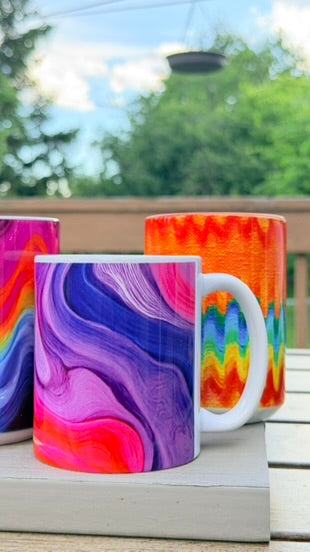 Chromatic Flow Collection  — Vibrant Rainbow Swirl Mug 11oz