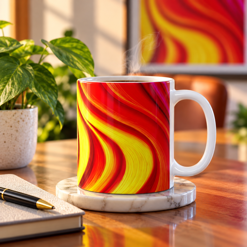Chromatic Flow Collection  — Vibrant Rainbow Swirl Mug 11oz