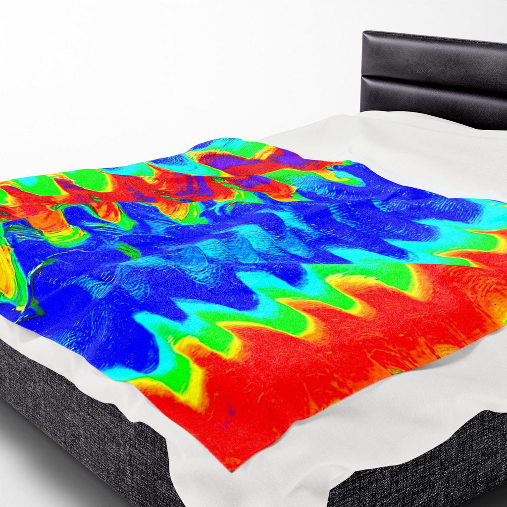 Chromatic Flow Velveteen Plush Blanket – Wrap Yourself in Energy & Color