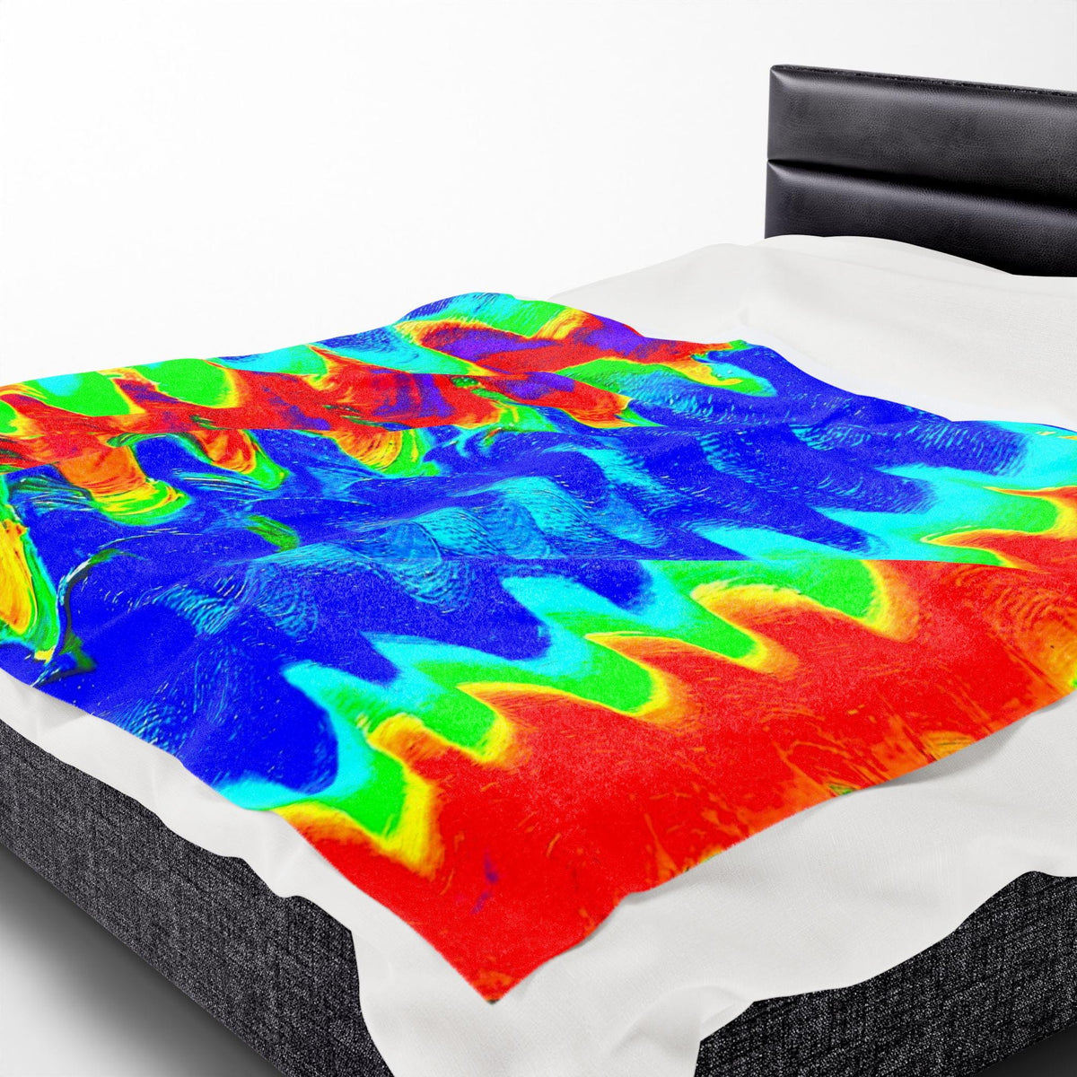 Chromatic Flow Velveteen Plush Blanket – Wrap Yourself in Energy & Color
