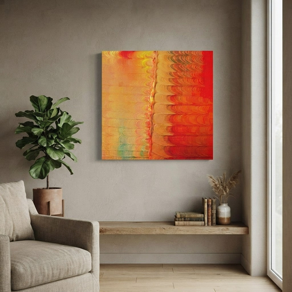 Chromatic Flow Collection Warm Red Gold Canvas Painting