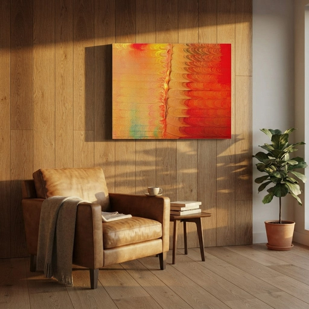 Chromatic Flow Collection Warm Red Gold Canvas Painting