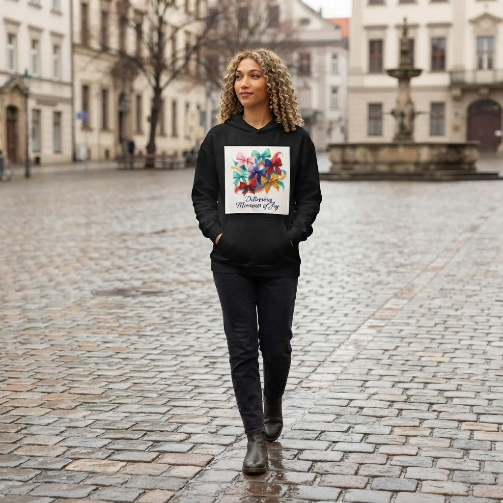 Chromatic Hand-Painted Colorful Bows "Delivering Moments of Joy" - Hoodie