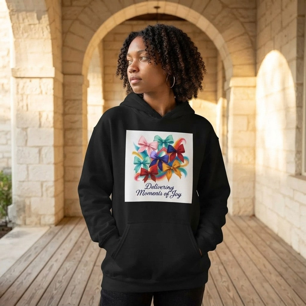 Chromatic Hand-Painted Colorful Bows "Delivering Moments of Joy" - Hoodie