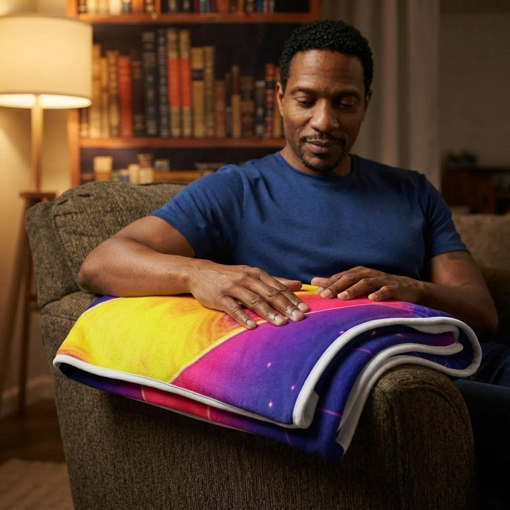 Chromatic Flow Arctic Fleece Blanket — Fluid Sun Design
