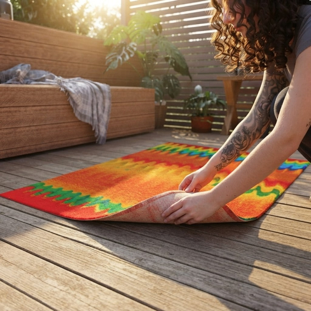 Chromatic Flow Collection Outdoor Rug — Fluid Energy Abstraction