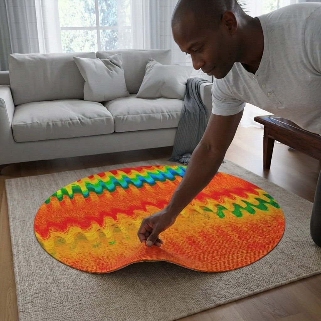 Chromatic Flow Round Rug — Fluid Energy Art Abstraction