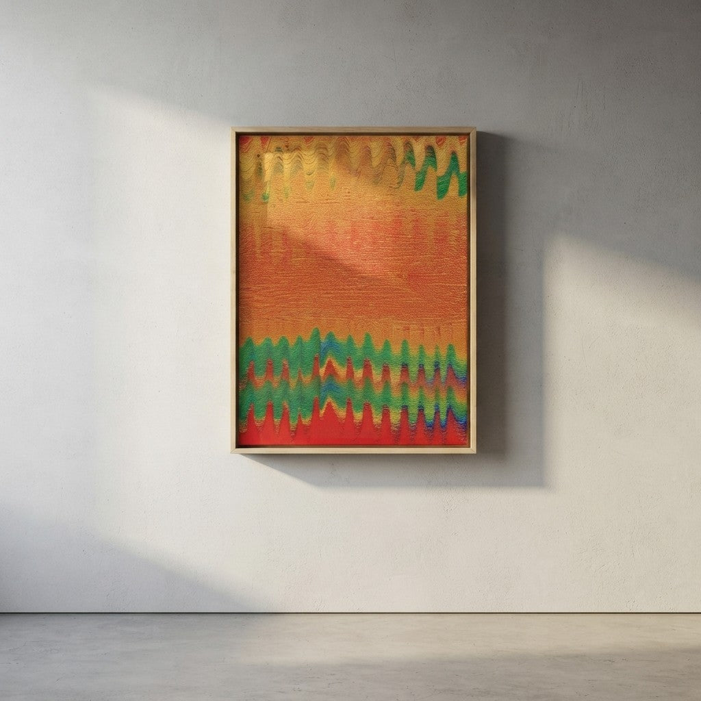 Abstract Sunset Wave Canvas Wrap — Vibrant Orange & Rainbow Wall Art (1.6")
