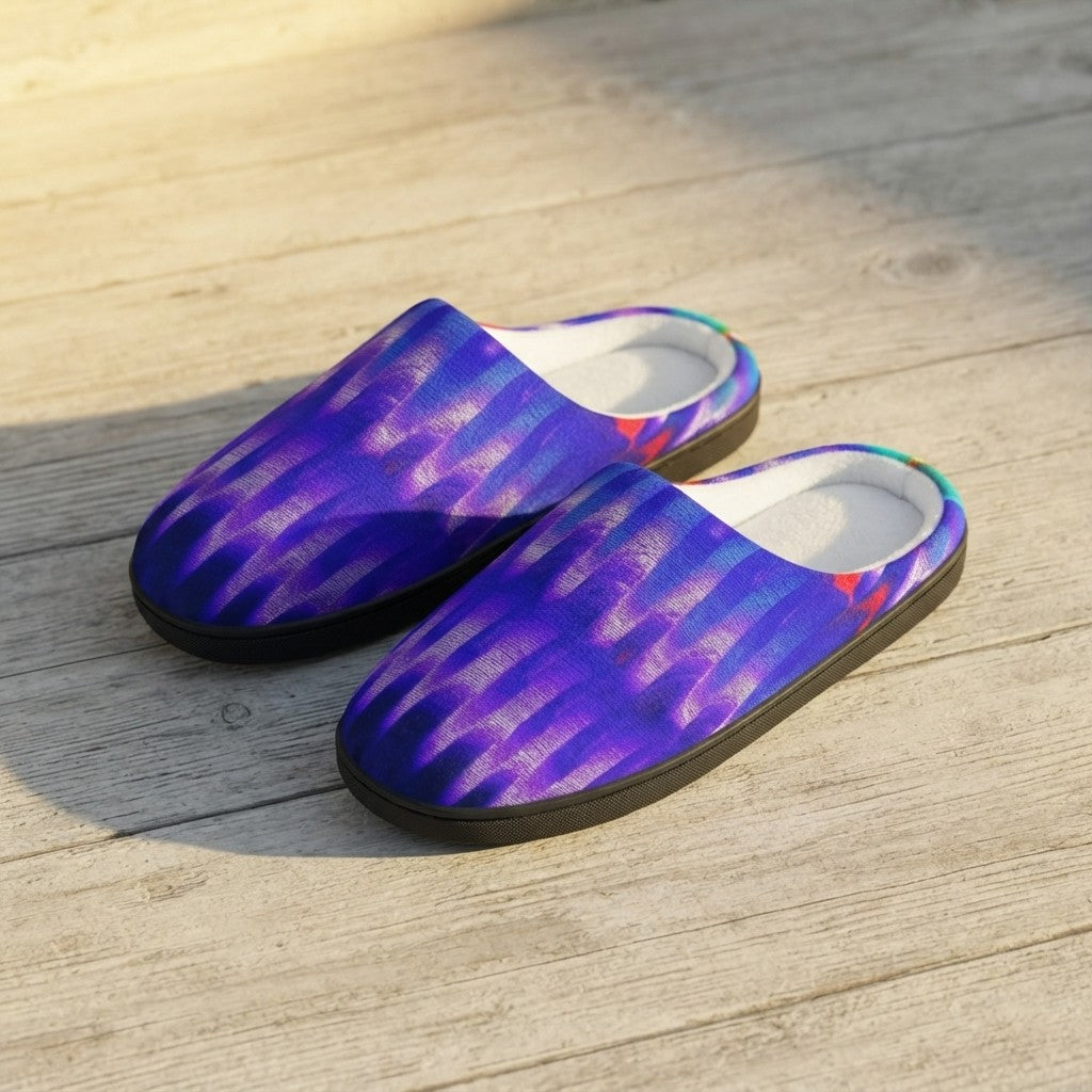 Chromatic Flow Slip-On Slippers — Fluid Energy Art Men's Indoor Slippers