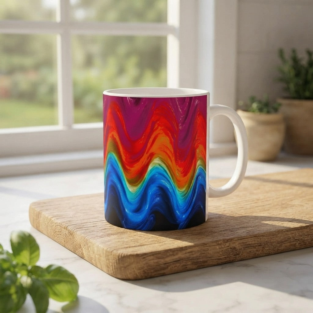 Fluid Energy Art Mug – Modern Wave Color for Every Sip! 😋