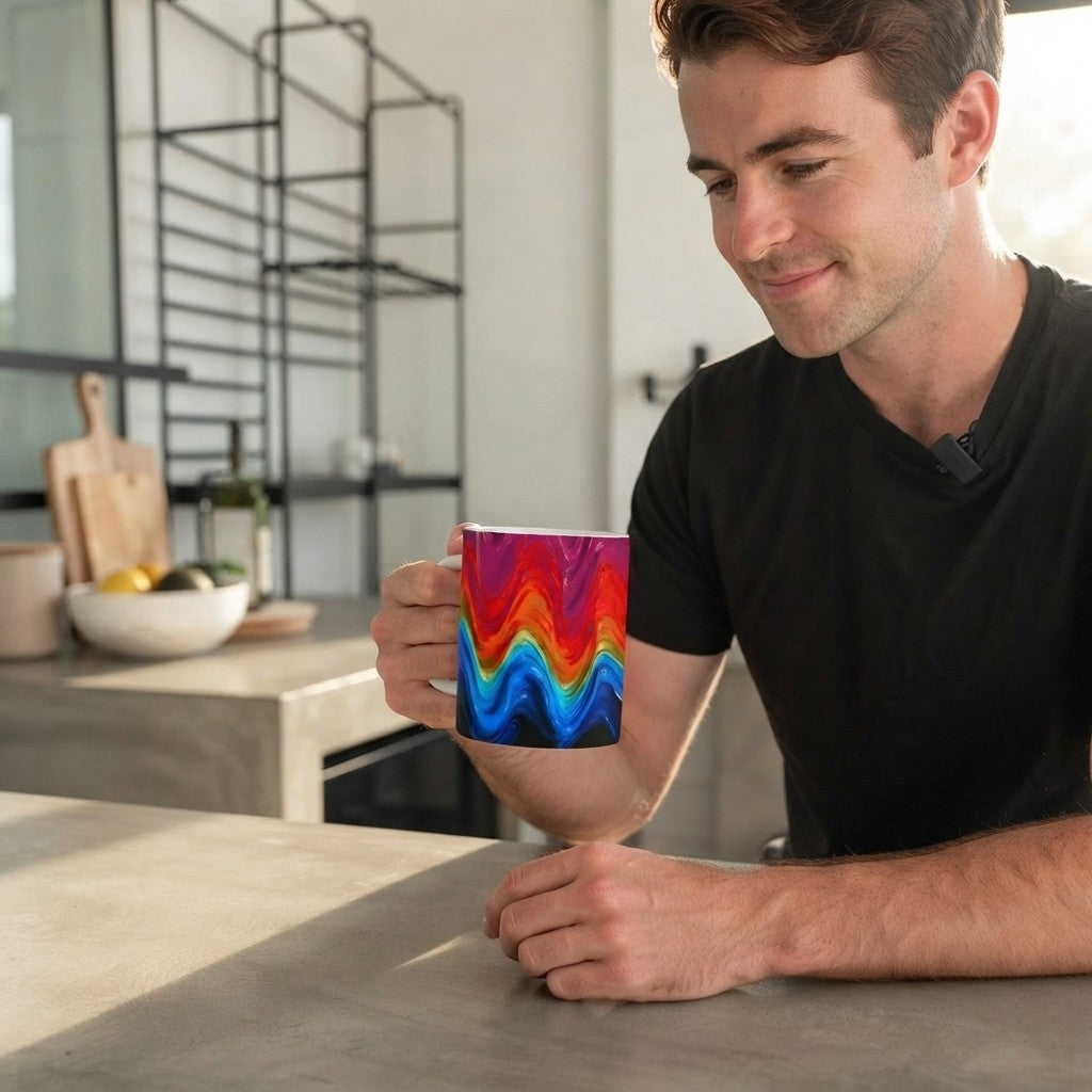Fluid Energy Art Mug – Modern Wave Color for Every Sip! 😋